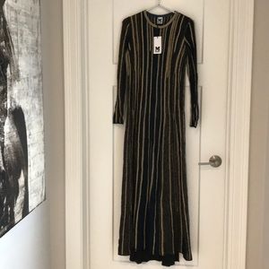 NEW M MISSONI BLACK & GOLD LongSleeve DRESS w/Slip